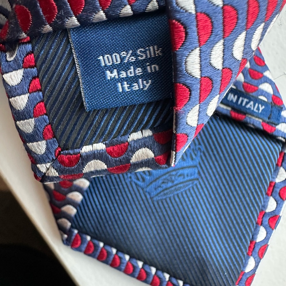 Countess Mara Elegant Silk Polka Dot Tie - Red and Blue 100% Silk